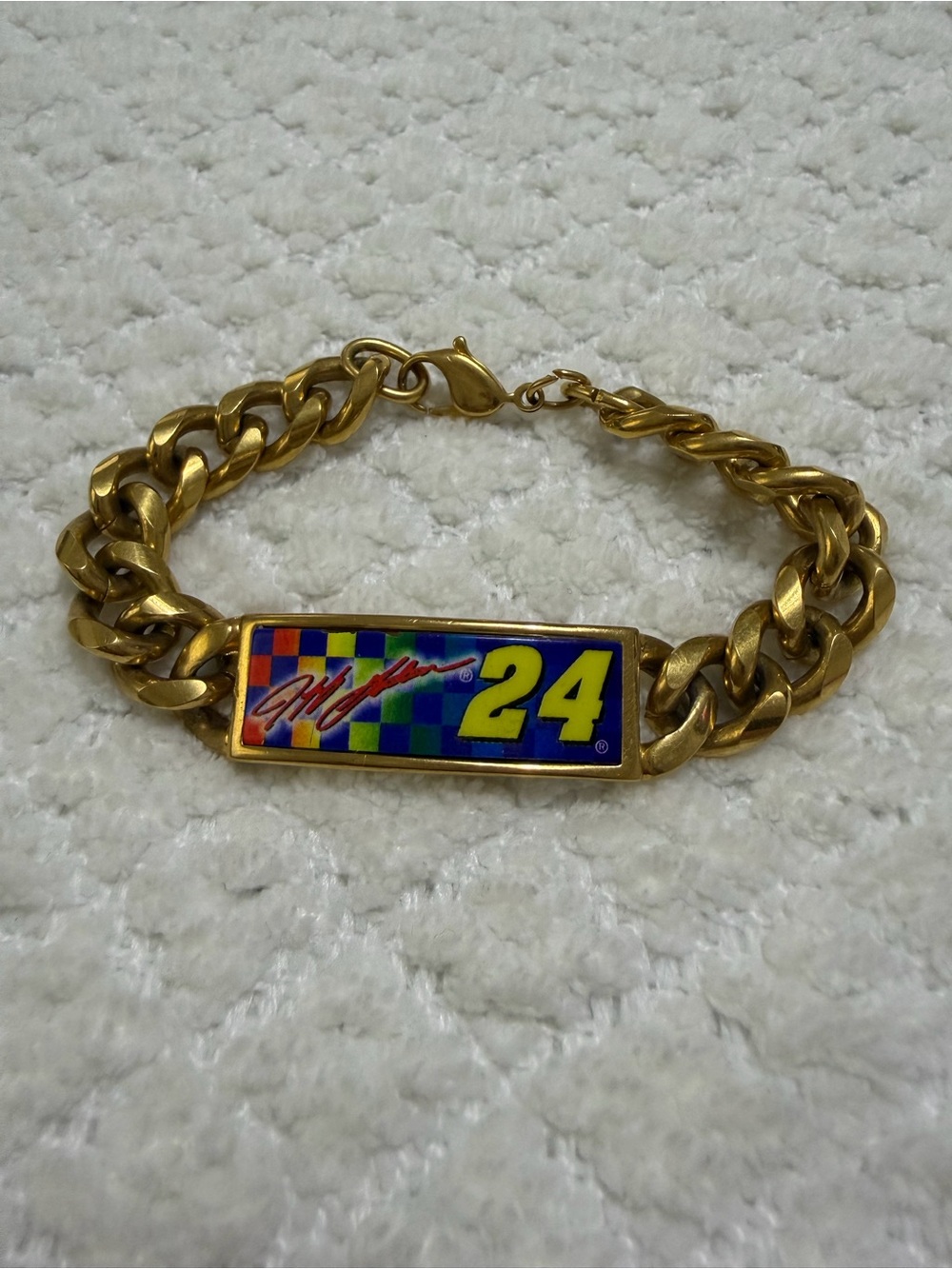 Vintage Nascar Jeff Gordon Spiedel Bracelet by Sun Time Gold Tone